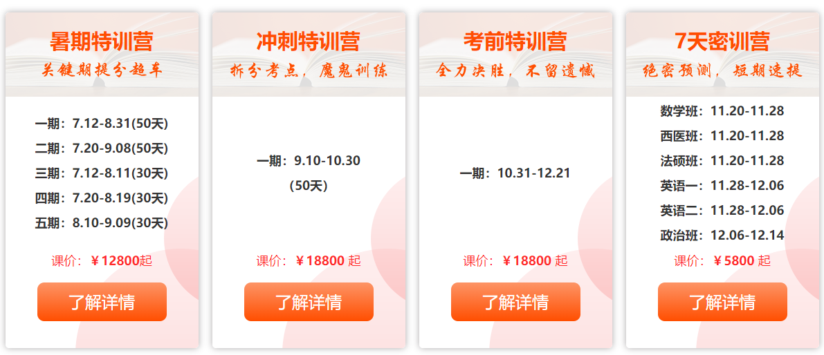 海文考研集训营特训营明细介绍 海文考研集训营特训营明细介绍