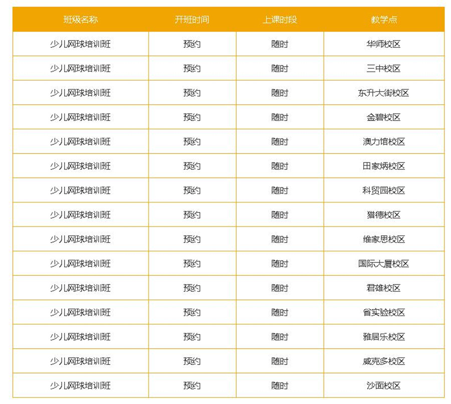 少儿网球课程 少儿网球课程