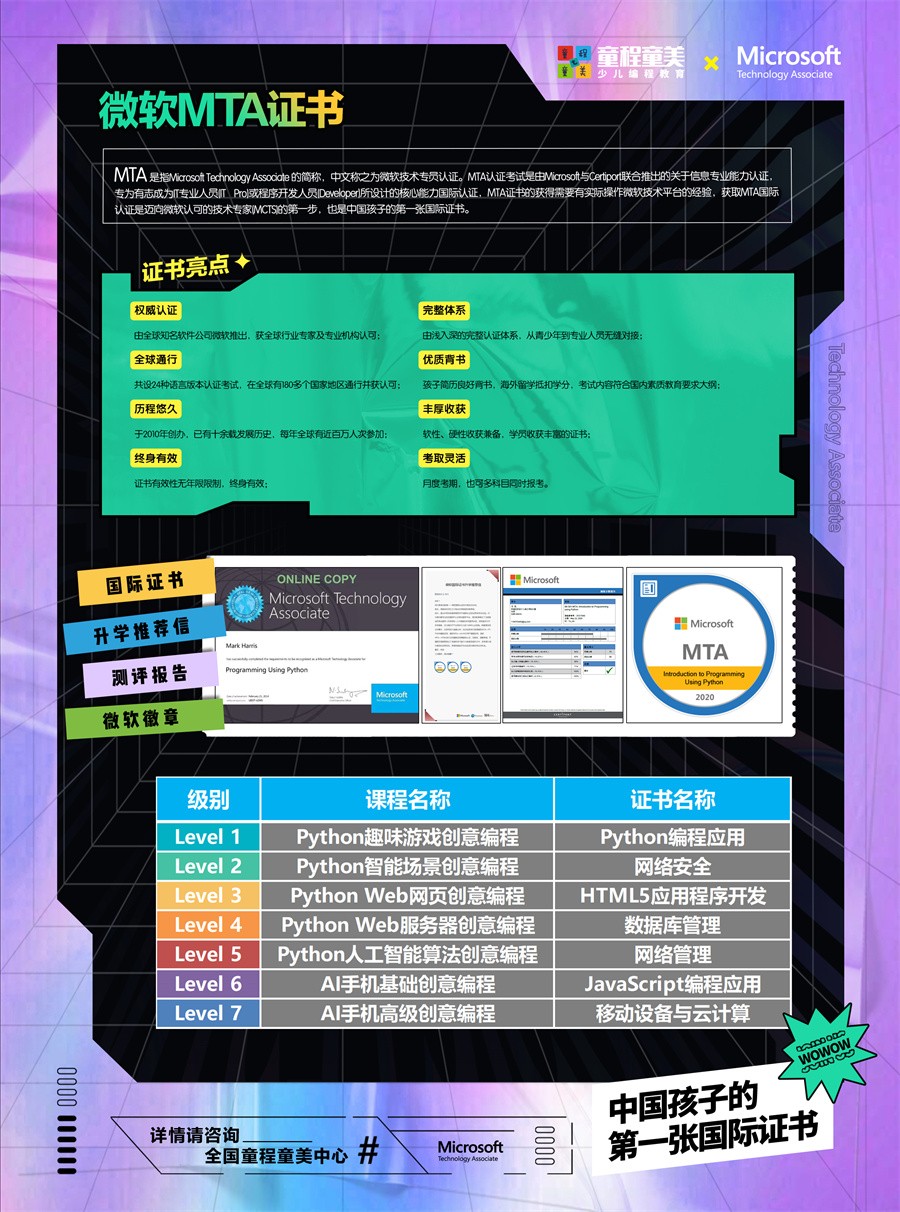 2022微软MTA等级测评认证，家长需要了解的国际编程证书