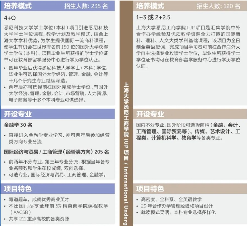2024年上海大学与悉尼科技大学4+0国际本科招生简章一览
