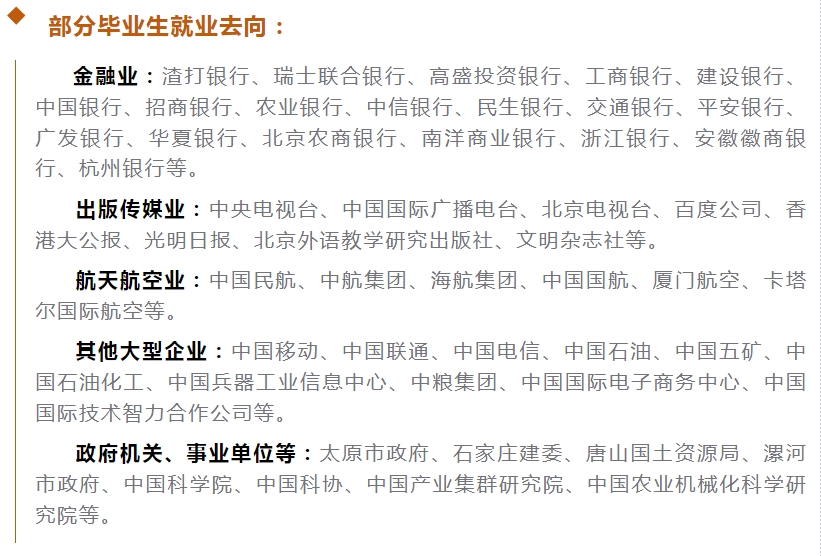 2025年北京理工大学4+0国际本科就业方向