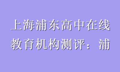 上海浦东高中在线教育机构测评：浦东高中生线上学习哪家强？
