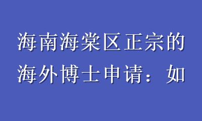 海南海棠区正宗的海外博士申请：如何用AI+顶尖导师冲刺全球名校？
